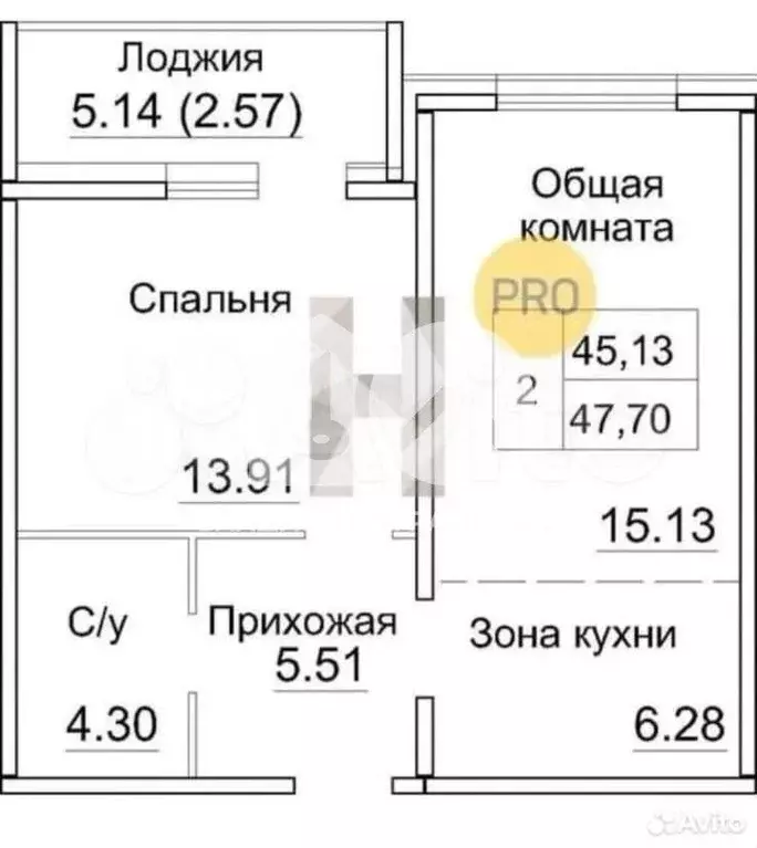 2-к. квартира, 47,7 м, 8/10 эт. - Фото 0