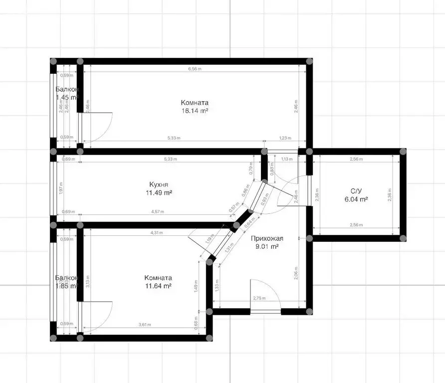 2-комнатная квартира: Нальчик, улица Головко, 200 (51 м) - Фото 0