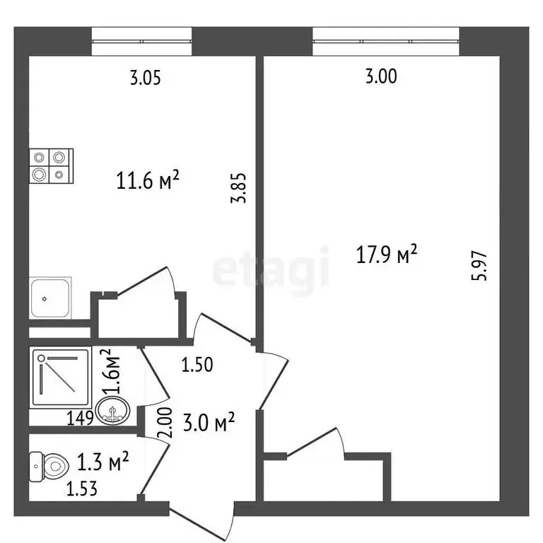 1-комнатная квартира: Чита, улица Строителей, 90 (35.4 м) - Фото 1