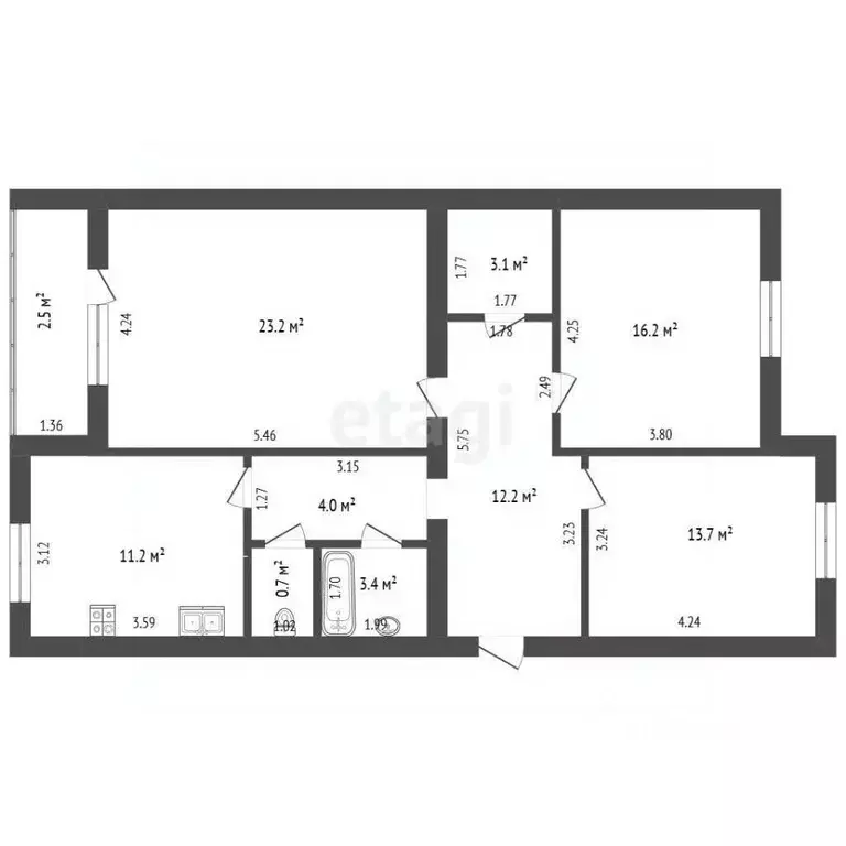 3-к кв. Татарстан, Альметьевск ул. Шевченко, 162 (88.7 м) - Фото 2