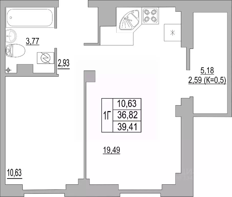 1-к кв. Псковская область, Псков ул. Юности, 32 (39.41 м) - Фото 0