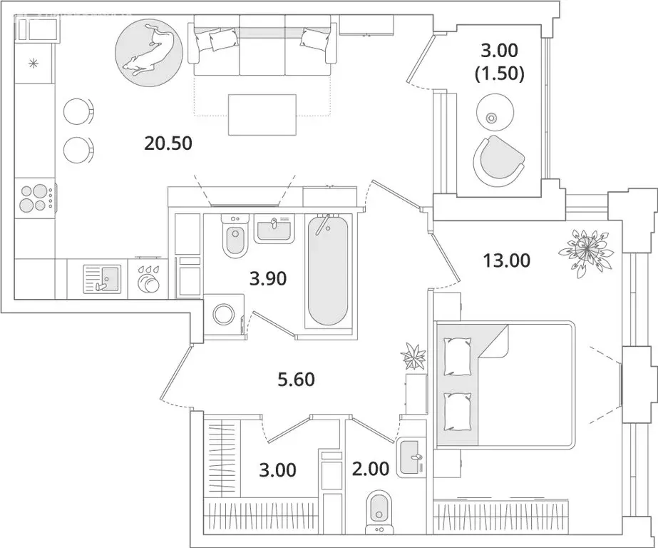 1-комнатная квартира: Санкт-Петербург, Планерная улица, 99 (49.4 м) - Фото 1