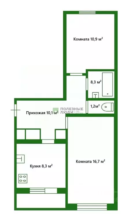 2-к кв. Кировская область, Юрьянский район, Мурыгино пгт Комсомольская ... - Фото 1