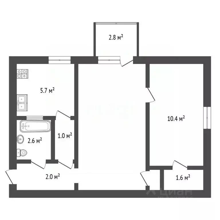 2-к кв. Крым, Саки ул. Ленина (41.4 м) - Фото 2