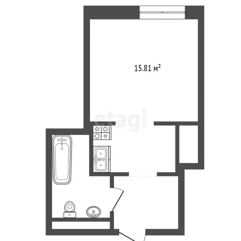 Квартира-студия: Тюмень, улица Фармана Салманова, 15 (23.6 м) - Фото 1