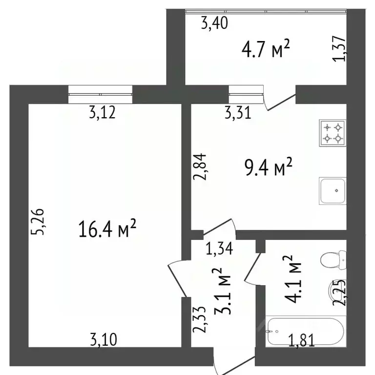1-к кв. Башкортостан, Стерлитамакский район, Отрадовский сельсовет, с. ... - Фото 2