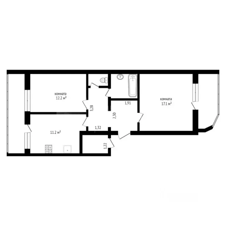 2-к кв. Тюменская область, Тюмень ул. Мельникайте, 71 (53.4 м) - Фото 1