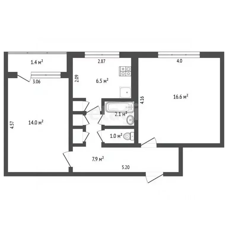 2-к кв. Мордовия, Саранск ул. Воинова, 37 (49.2 м) - Фото 1