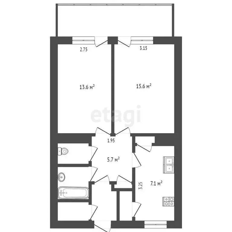 2-комнатная квартира: Симферополь, Киевская улица, 137 (51.5 м) - Фото 1