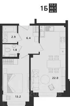 1-к кв. Псковская область, Псковский район, Завеличенская волость, д. ... - Фото 1