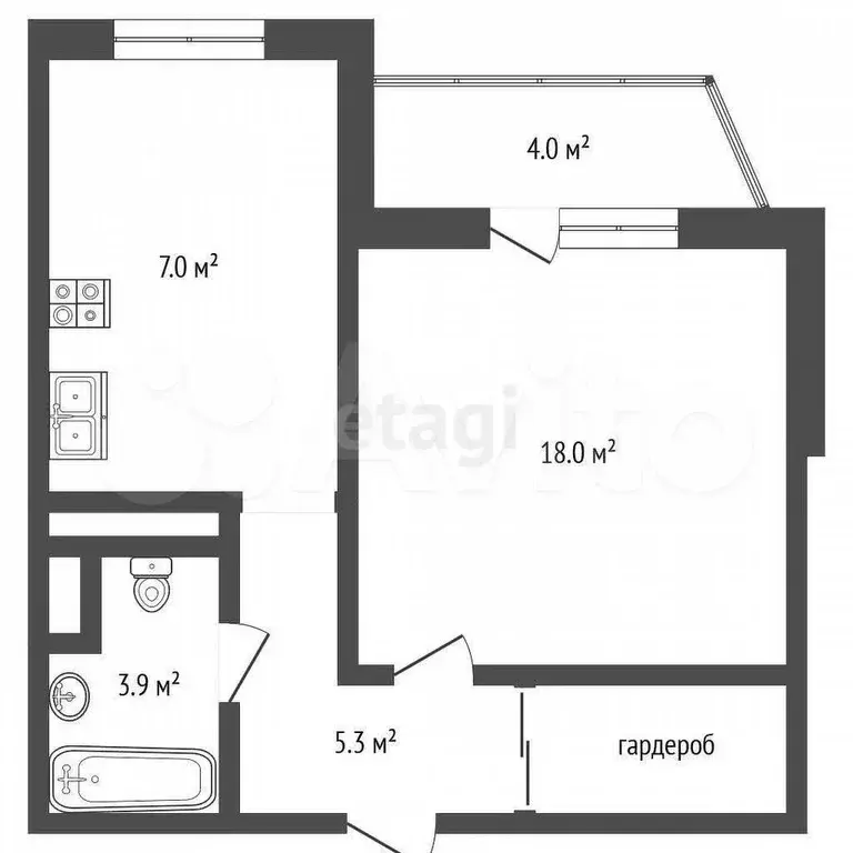 1-к. квартира, 37 м, 5/9 эт. - Фото 0