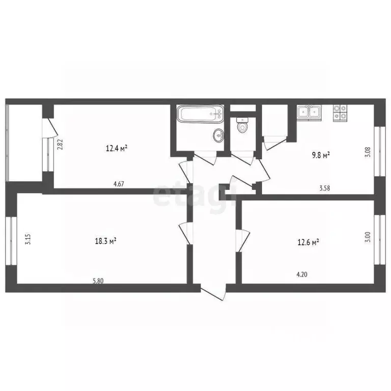 3-к кв. Вологодская область, Междуреченский муниципальный округ, с. ... - Фото 2