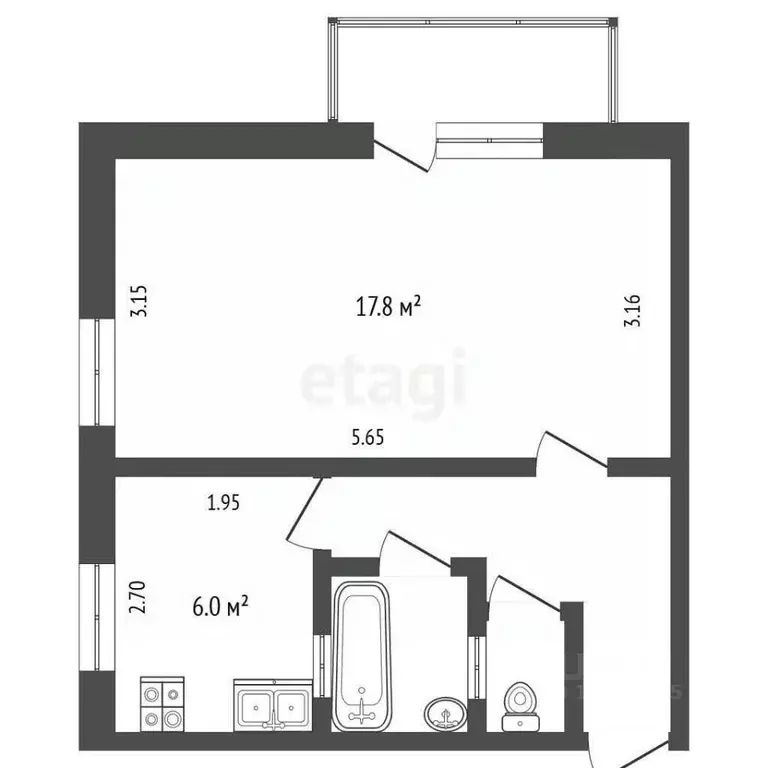 1-к кв. Москва ул. Усиевича, 19 (33.0 м) - Фото 1