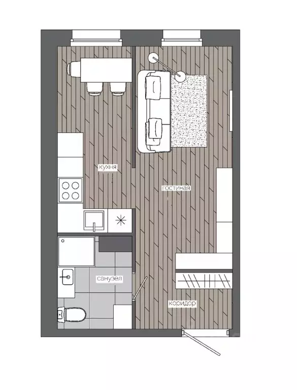 1-к кв. Ханты-Мансийский АО, Сургут 30А мкр,  (29.26 м) - Фото 0