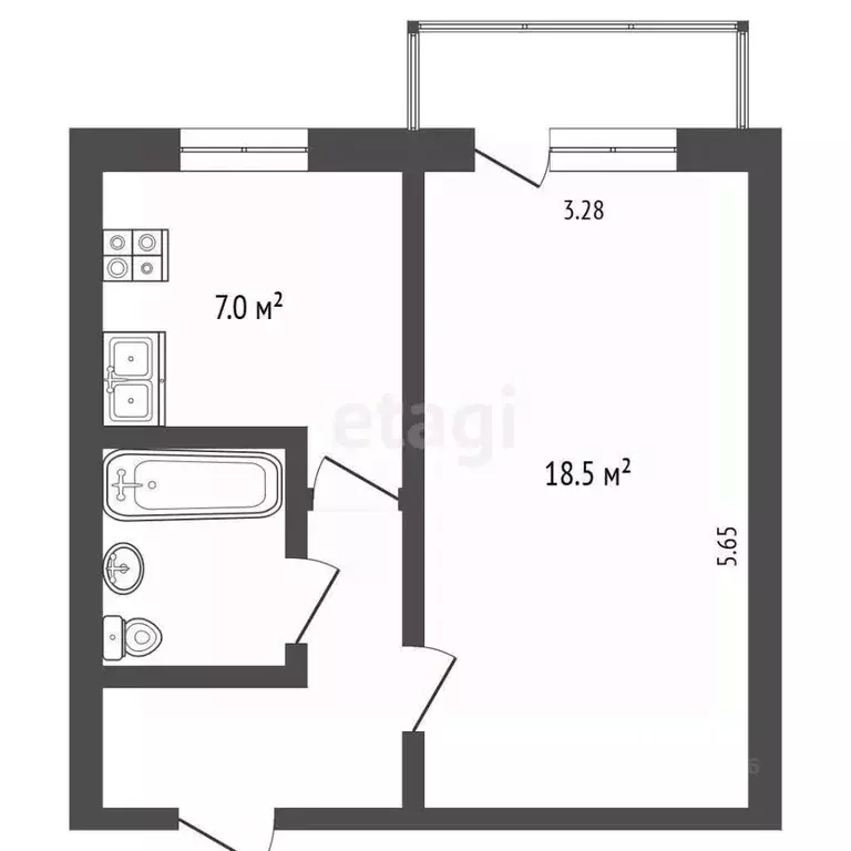 1-к кв. Калужская область, Калуга пер. Малинники, 7к1 (33.7 м) - Фото 2