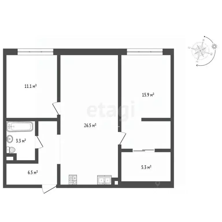 2-к кв. Москва ул. Василия Ланового, 7с1 (70.4 м) - Фото 2