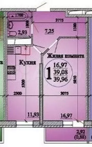 1-к. квартира, 39,8 м, 2/18 эт. - Фото 0
