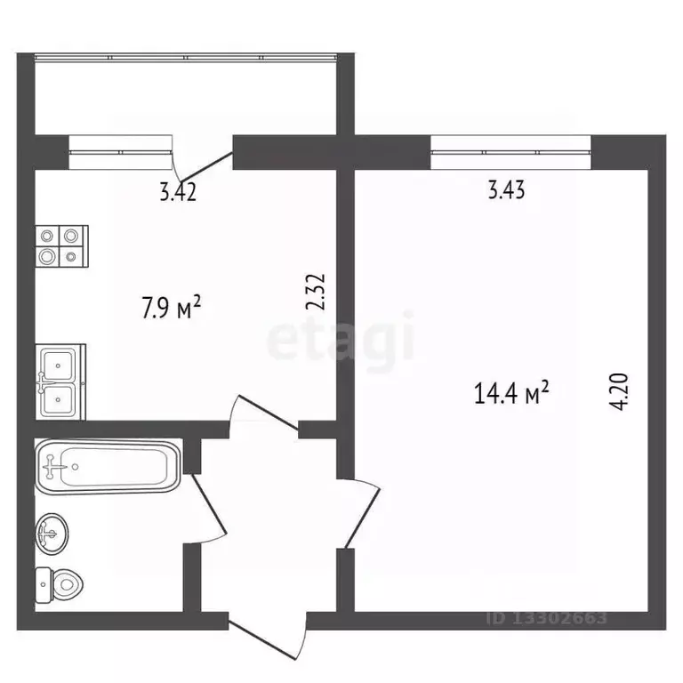 1-к кв. Ханты-Мансийский АО, Лянтор Сургутский район, 4-й мкр, 18 ... - Фото 1