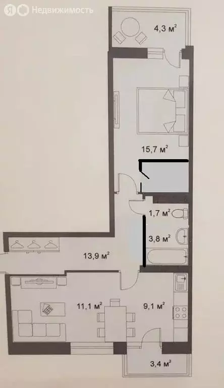 2-комнатная квартира: Петрозаводск, улица Попова, 13А (62.3 м) - Фото 2