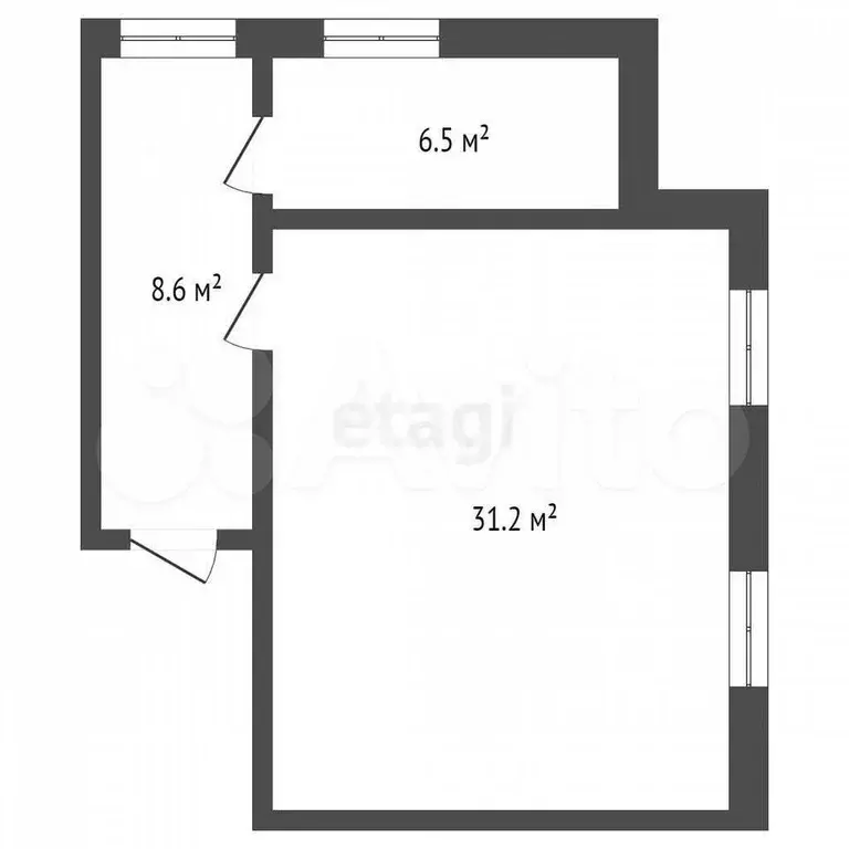 2-к. квартира, 46,3 м, 2/4 эт. - Фото 0