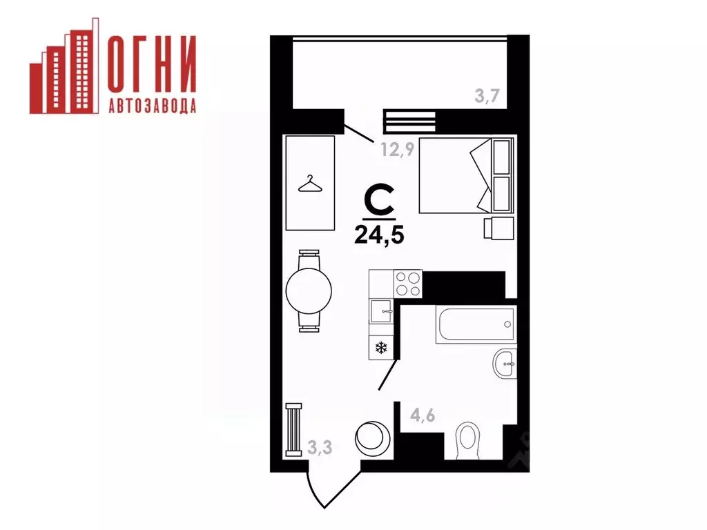 Студия Нижегородская область, Нижний Новгород Коломенская ул., 8к4 ... - Фото 1