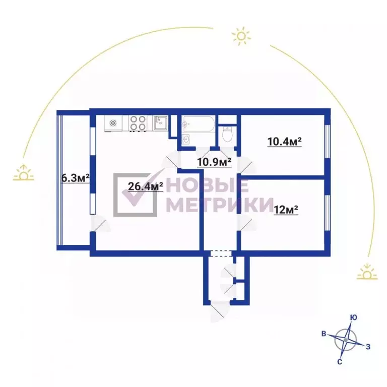 3-к кв. Санкт-Петербург Долгоозерная ул., 5К1 (64.2 м) - Фото 2