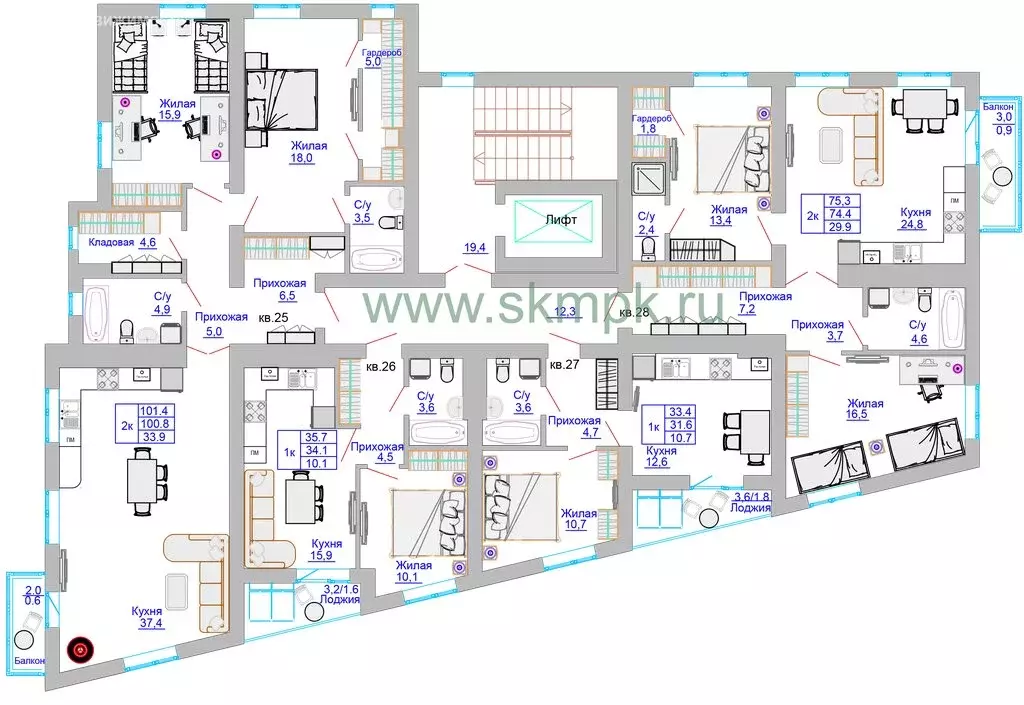 1-комнатная квартира: Калининград, Печатная улица, 49 (34.1 м) - Фото 1