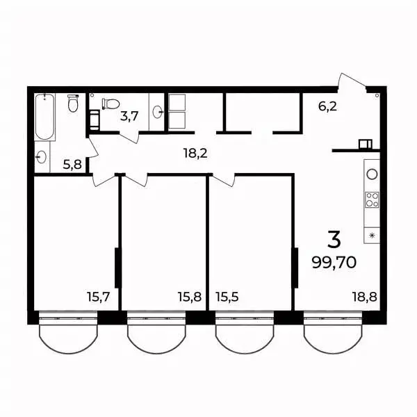 3-к кв. Нижегородская область, Нижний Новгород ул. Воровского, 8 (99.7 ... - Фото 1