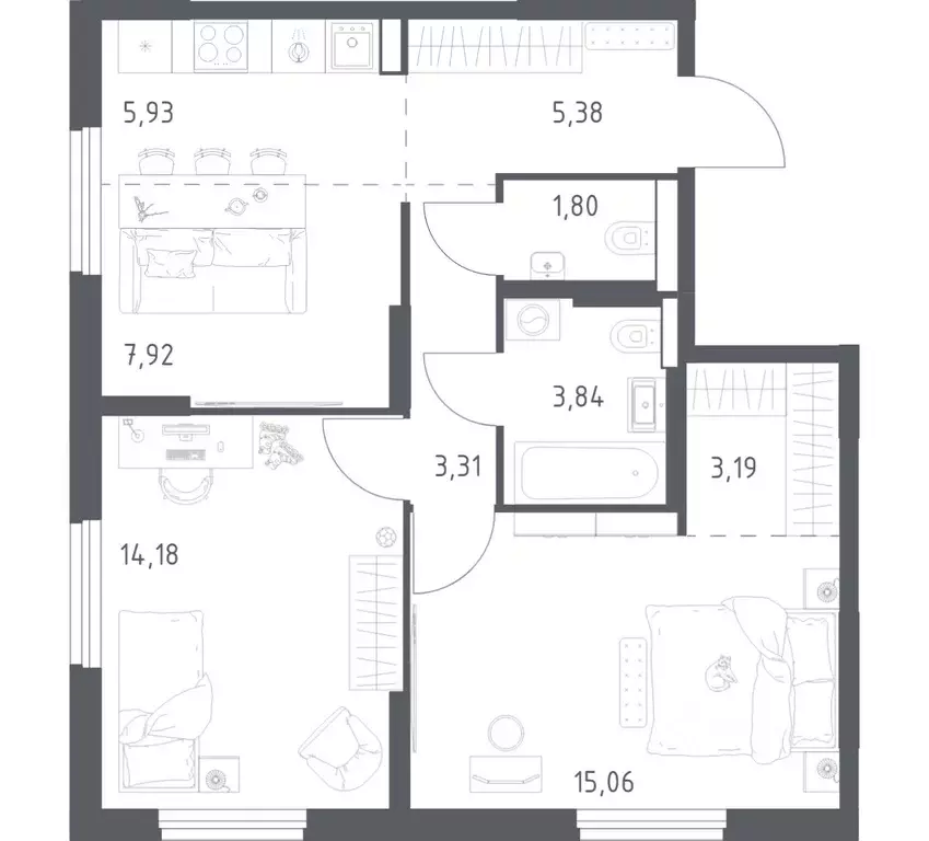 2-к кв. Башкортостан, Уфа ул. Минигали Губайдуллина, 8к9 (60.61 м) - Фото 1