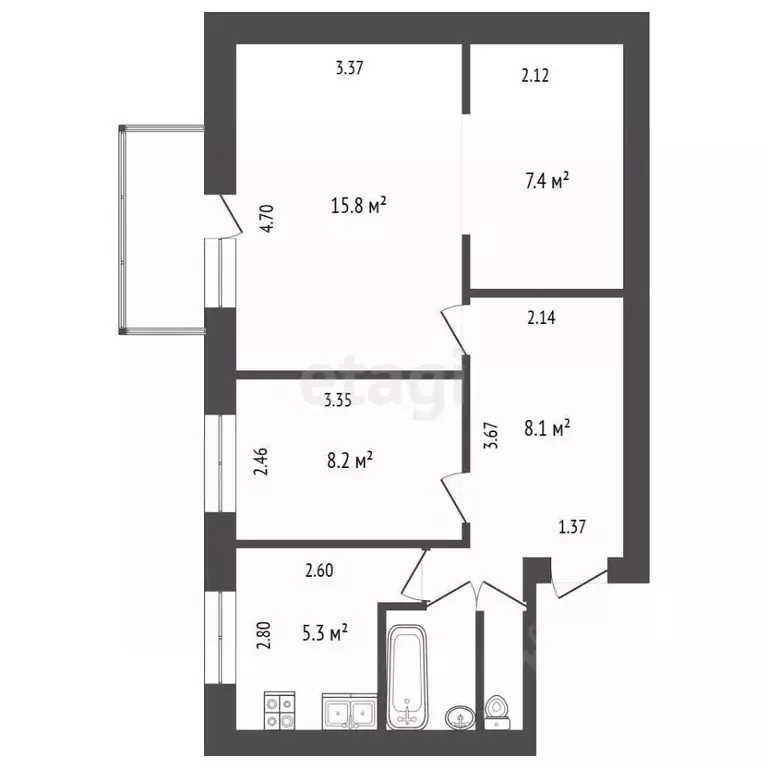 3-к кв. Крым, Симферопольский район, Молодежное пгт ул. Строителей ... - Фото 1