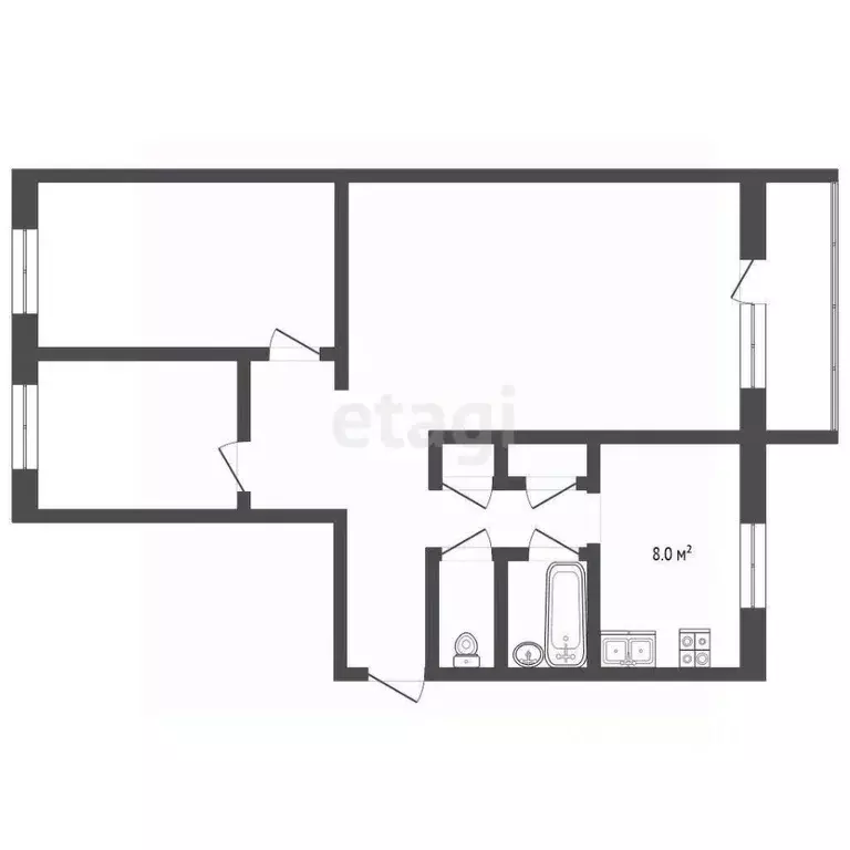 3-к кв. Вологодская область, Харовск Каменная ул., 16 (66.0 м) - Фото 2