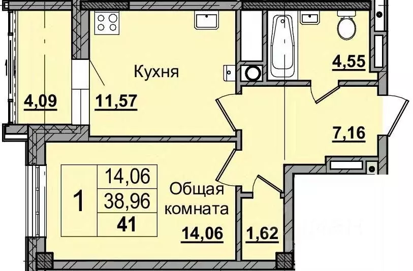 1-к кв. Саха (Якутия), Якутск просп. Михаила Николаева, 31/5 (41.05 м) - Фото 0