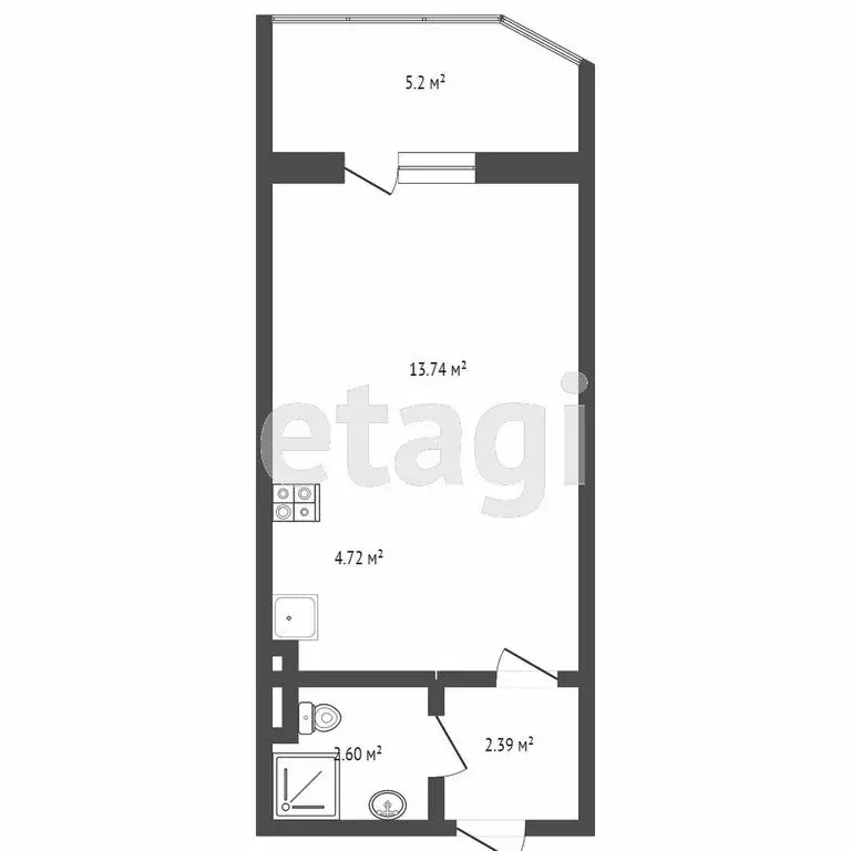 1-комнатная квартира: Тверь, Новочеркасская улица, 57 (23.4 м) - Фото 0