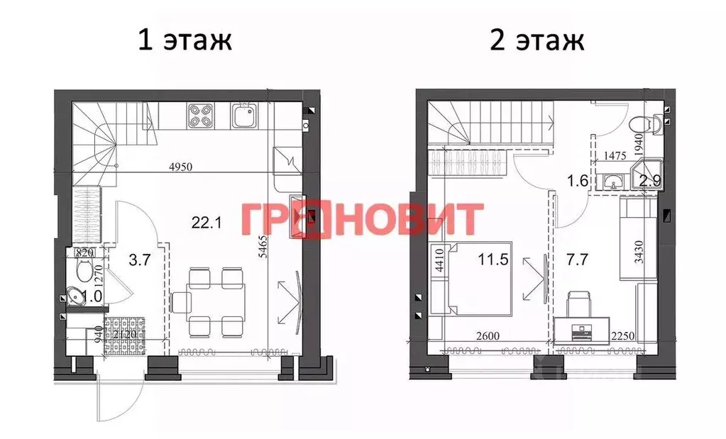 Квартира, 2 комнаты, 48 м - Фото 1