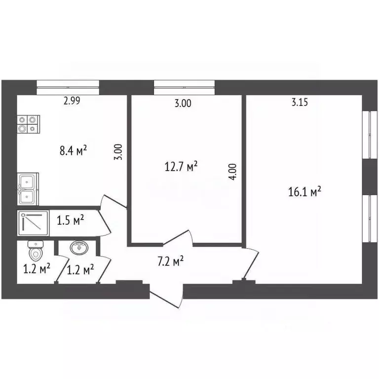 2-к кв. Севастополь ул. Горпищенко, 44 (48.3 м) - Фото 1