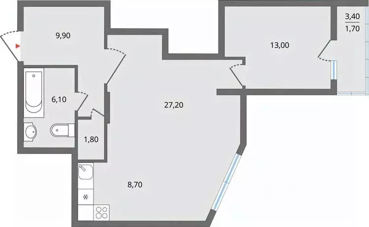 2-к кв. Липецкая область, Липецк ул. Ф.С. Игнатьева, 33к2 (68.8 м) - Фото 1