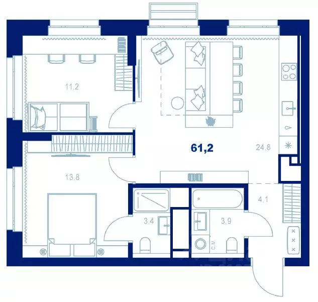 2-к кв. Свердловская область, Екатеринбург ул. Саввы Белых (61.2 м) - Фото 1