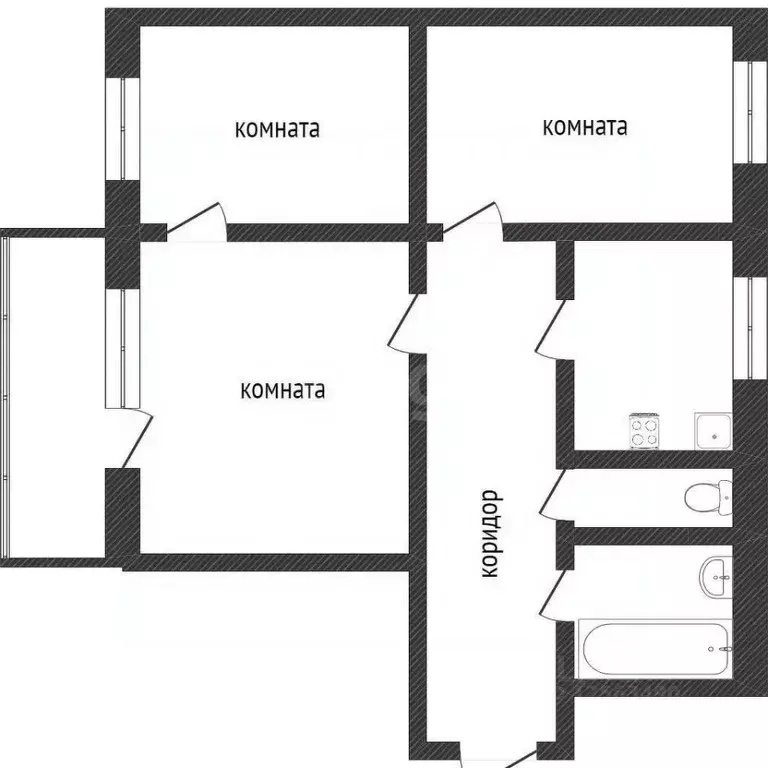 3-к кв. Воронежская область, Воронеж ул. Циолковского, 17 (76.3 м) - Фото 2