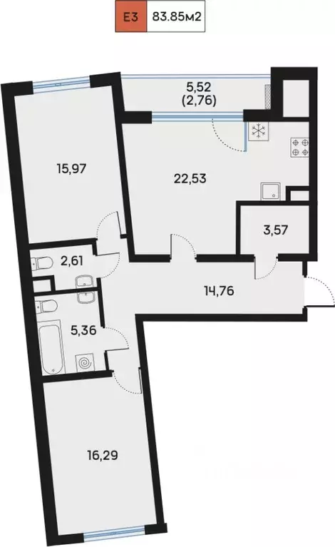 2-к кв. Санкт-Петербург 7-я Васильевского острова линия, 84 (83.85 м) - Фото 0