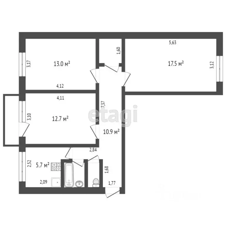 3-к кв. Удмуртия, Ижевск ул. 9 Января, 183 (60.0 м) - Фото 0