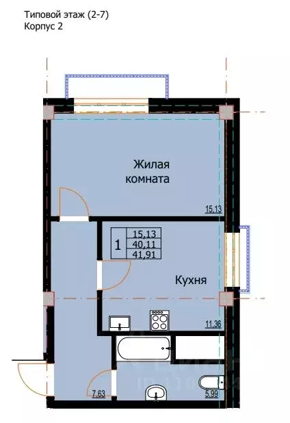 1-к кв. Ставропольский край, Ессентуки  (41.91 м) - Фото 0