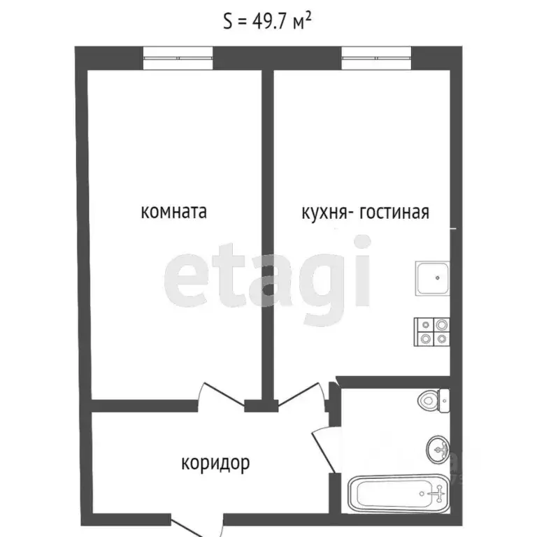 1-к кв. Краснодарский край, Новороссийск ул. Хворостянского, 21 (50.5 ... - Фото 1