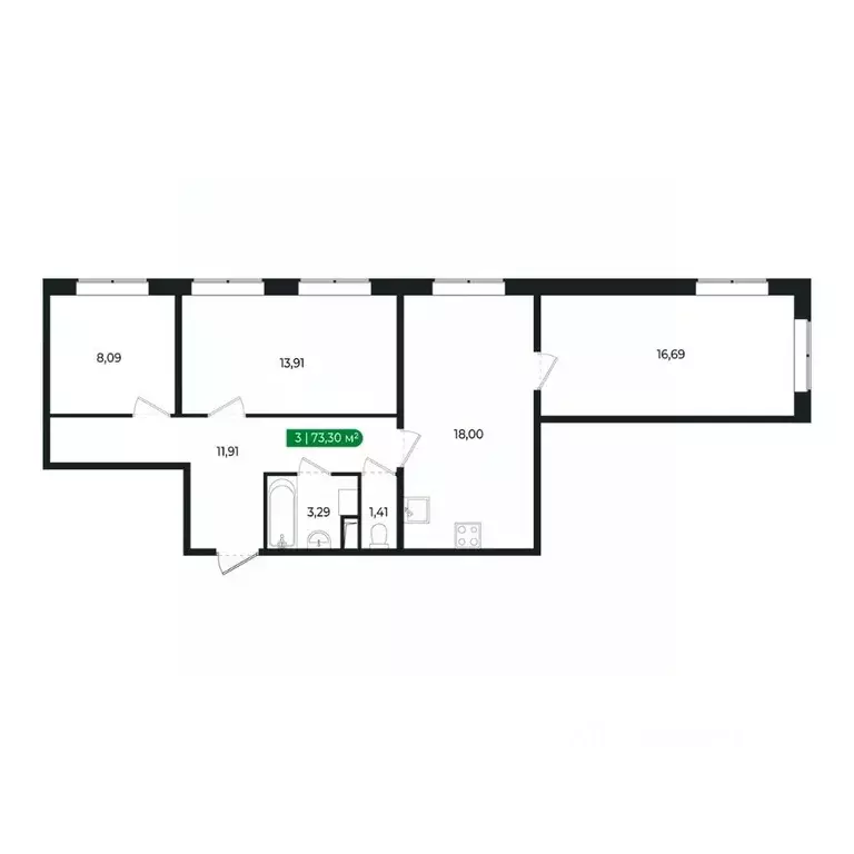 3-к кв. Ленинградская область, Сертолово Всеволожский район, ... - Фото 2