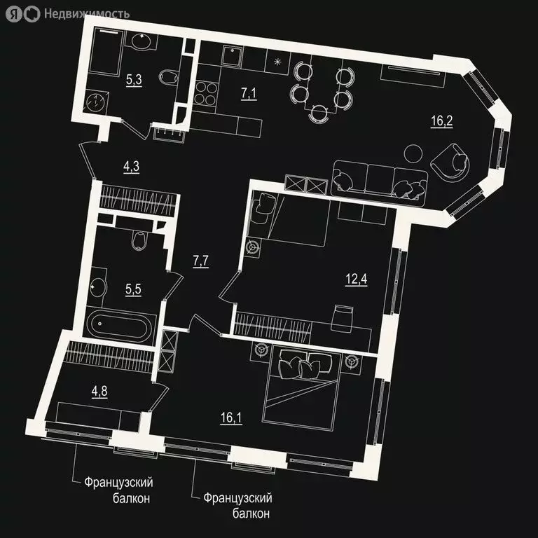 2-комнатная квартира: Тюмень, улица Щербакова, 2к4 (79.22 м) - Фото 0