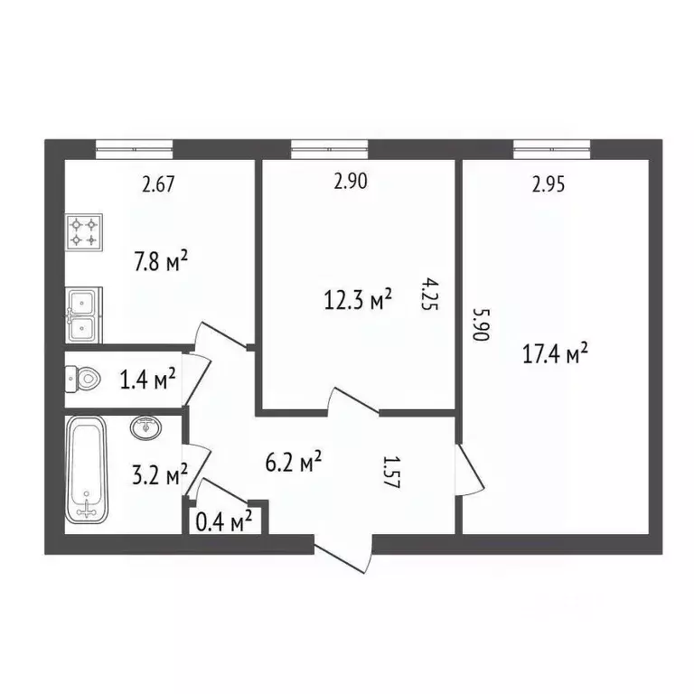 2-к кв. Санкт-Петербург Большеохтинский просп., 5/10к1 (49.0 м) - Фото 2