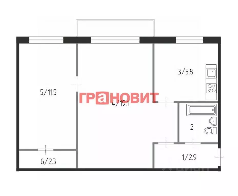 2-к кв. Новосибирская область, Новосибирск ул. Петухова, 60 (44.6 м) - Фото 1