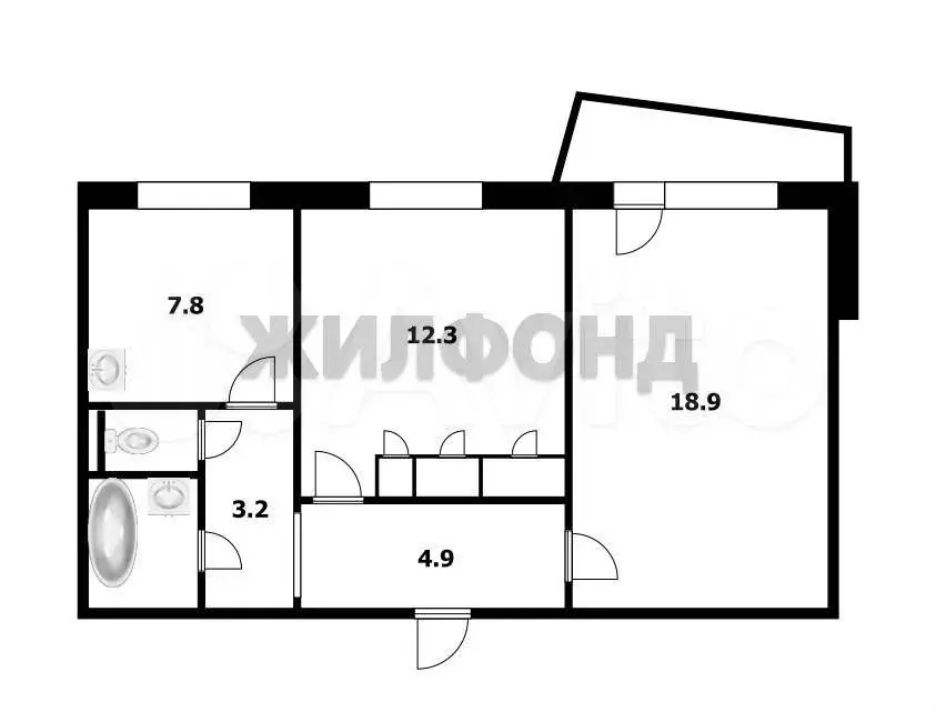 2-к. квартира, 52 м, 2/9 эт. - Фото 0