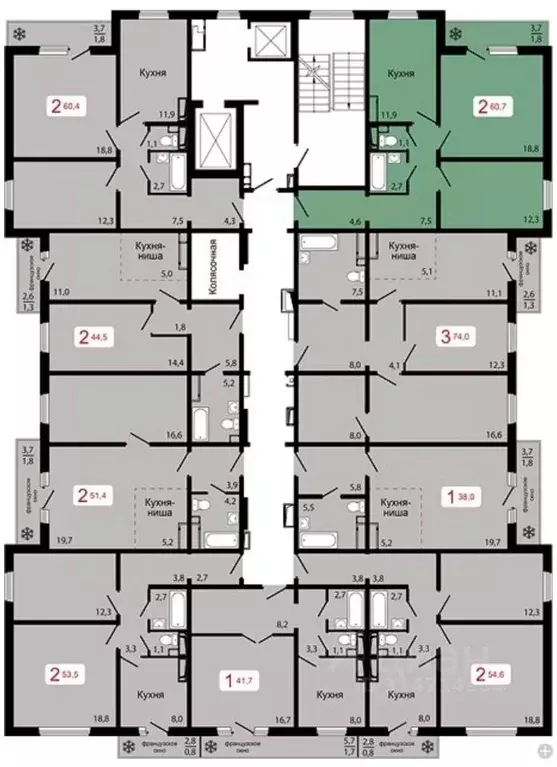 2-к кв. Красноярский край, Красноярск ул. Калинина (60.7 м) - Фото 1