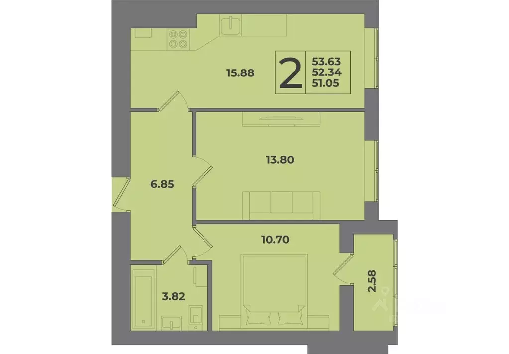 2-к кв. Калининградская область, Калининград Коммунистическая ул. ... - Фото 1
