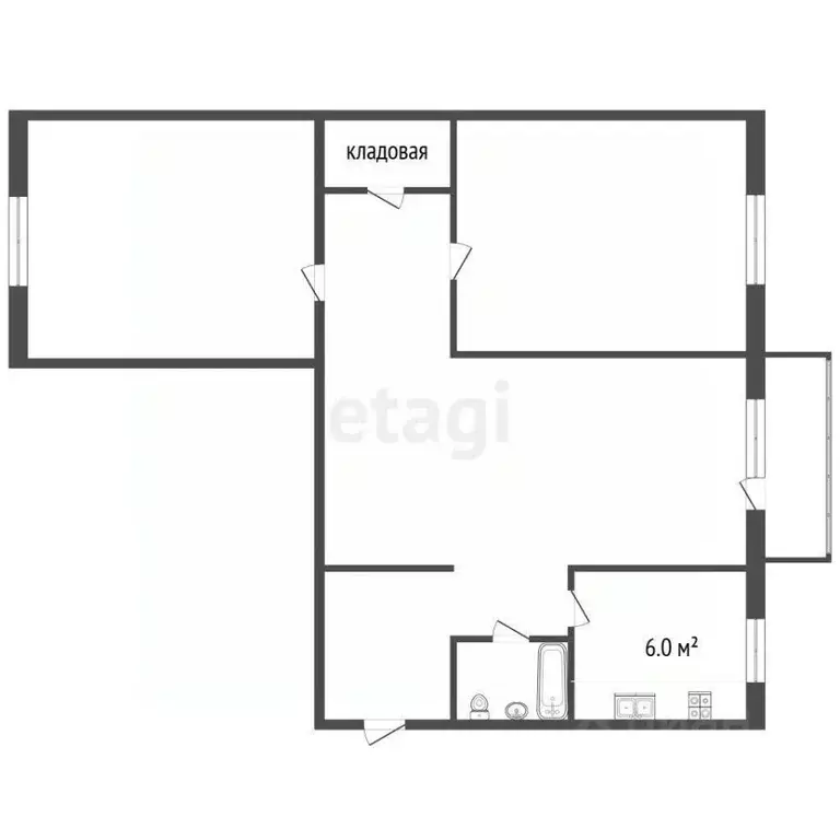 3-к кв. Томская область, Томск ул. Пушкина, 52Д (55.0 м) - Фото 2